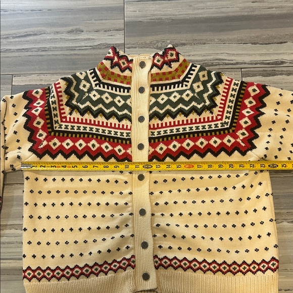 Found Cream and Red Patterned Cardigan Sweater - Picture 16 of 16